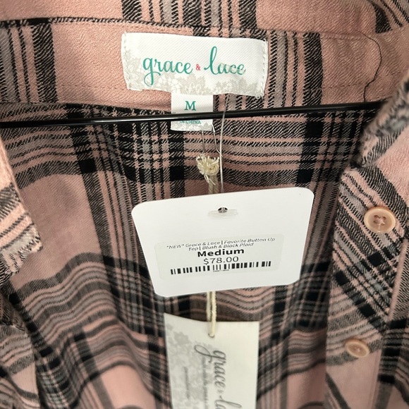 G&L Pink and Black Plaid Button-Up Shirt - Picture 3 of 5